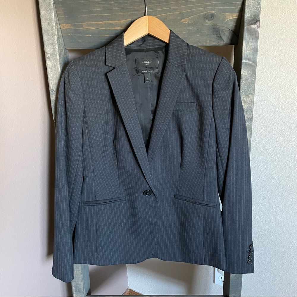 J. Crew 1035 Pinstripe CAMPBELL BLAZER Super 120’s Wool Jacket